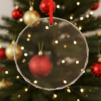 Ornements de Noël en verre cristal de luxe, vente en gros directe d'usine, gravure laser personnalisée du logo, ornement suspendu de haute qualité