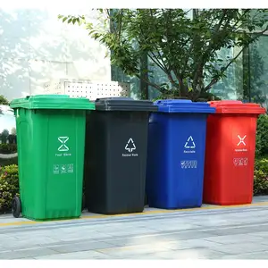 MARTES SL001 awet 100l 120l 240l Pedal tempat sampah roda limbah produsen tempat sampah umum dapat digunakan kembali plastik luar ruangan