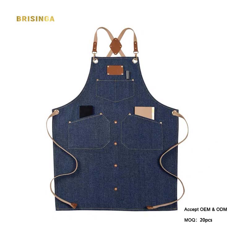 Cross Back Apron - Professional Japanese Denim Cafe Apron