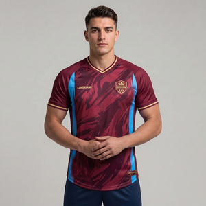 Maglia da <span class=keywords><strong>Calcio</strong></span> Personalizzata in Poliestere, Traspirante, ad Asciugatura Rapida, Collo a V, Manica Corta, per Uomo - Product Image 1