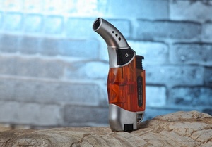 GF-863 ucuz sigara rüzgar geçirmez şeffaf gaz alev Mini plastik Torch bütan çakmak gaz dolum - Product Image 6