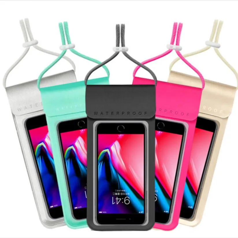 Özel Logo su geçirmez telefon çantası TPU dokunmatik ekran yüzme dalış toz geçirmez telefon çantası promosyon hediye cep telefonu kılıfları