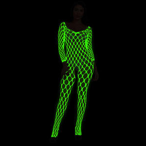 Europäischer Stil Schlankmachendes Fluoreszierendes Nachtlicht-Kleid Netzartiger Einteiler Sexy Dessous Bodystocking Pole Dance-Bekleidung für Frauen - Product Image 3