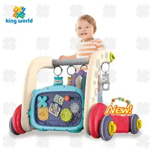 Trotteur multifonction pour bébés, jouets éducatifs et d'apprentissage, trotteurs à roues réglables avec tapis de jeu.
