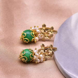 בסדר טבעי ירוק ירקן תליון מים מתוקים פרל Drop עגילים לנשים יום הולדת מתנת יוקרה כסף 925 תכשיטים - Product Image 4