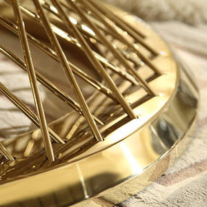 Meja Kopi Marmer Italia Modern dan Sederhana, Lampu Bulat Mewah Ruang Tamu Nordik Ukuran Apartemen Baja Tahan Karat Emas - Product Image 5