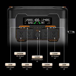 Station d'alimentation portable 3000W, batterie LiFePO4 2560Wh, générateur solaire à onde sinusoïdale pure pour le camping en extérieur et la sauvegarde à domicile - Product Image 3