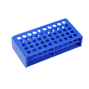 Estante para tubos de ensayo Integrity de 50 pozos, azul, resistente a ácidos y álcalis, para toma de muestras de sangre y tubos de centrífuga - Product Image 1