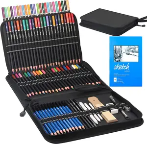 Bomeijia ชุดดินสอสีร่างแบบ96ชิ้น,พร้อมกระเป๋าผ้าใบดินสอสีสำหรับนักเรียนและผู้เริ่มต้นใช้งานแบบศิลปะ