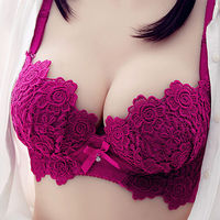 Conjunto de sujetador push-up sexy acolchado grueso para mujer con encaje bordado, copa completa, soporte lateral y tirantes convertibles al por mayor