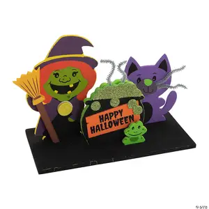 Kit kerajinan adegan penyihir Halloween 3D untuk anak, stiker busa mosaik DIY, stiker gambar Puzzle 3D, permainan belajar kerajinan