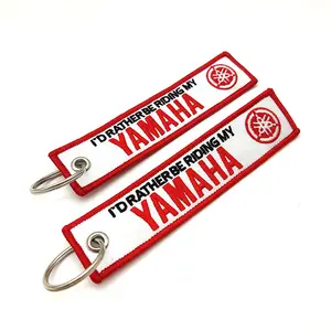 Motorcycle fabric frame anime custom woven car brand jet tags key chain with logo