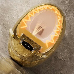 Badezimmer Goldene Hochglanz-Oberfläche Mittelklasse-Siphon-Toilette mit Fernbedienung, Bestseller - Product Image 3