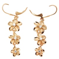 Roségold-Plattierte 925 Sterling Silber Hawaii-Stil Blumenform Diamant-Schmuck Tropfen-Ohrringe Individuell Anpassbar