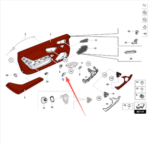 Poignée de porte intérieure côté gauche pour Lamborghini <span class=keywords><strong>URUS</strong></span> Huracan <span class=keywords><strong>EVO</strong></span> LP610 LP580 OEM 4T0837307 - Product Image 2