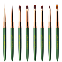 8 pinceaux professionnels pour ongles en gel, manche en métal vert, embouts multi-usage or rose, outils de manucure pour peinture UV
