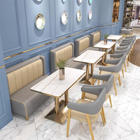 Mobilier commercial haut de gamme : Ensembles table, chaise et banquette de restaurant, mobilier de luxe léger pour hôtel, restauration, table, chaise et banquette en métal