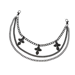 <b>Cross</b> Pants <b>Chain</b> Black Zinc Alloy Multi Layer <b>Cross</b> Decoration Waist <b>Chain</b> For Daily Wear Hip Hop Style - Product Image 5