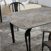 Usine chinoise vend des tables à manger réglables en verre trempé avec plateau en céramique et pieds en métal de luxe moderne personnalisés pour hôtel