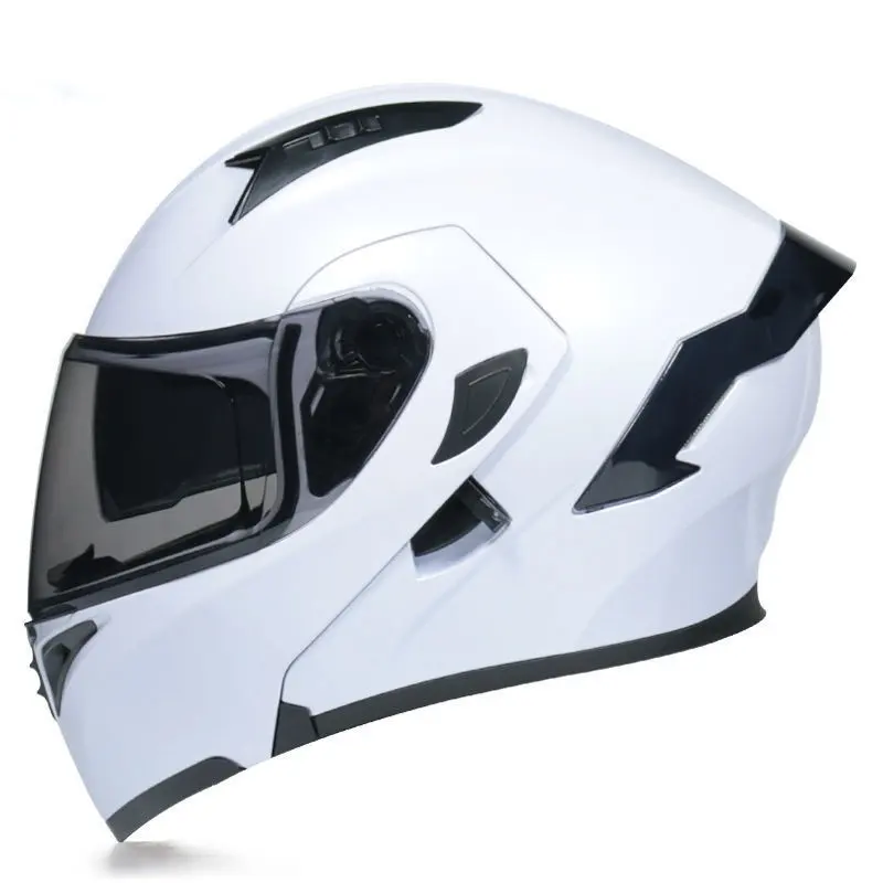 Cascos helm Flip-Up sepeda motor ABS, helm sepeda motor ABS dengan desain pribadi untuk kendaraan listrik, helm wajah penuh