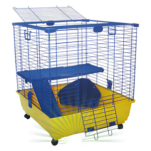 Espacioso 24 "x 24" alambre de Metal para interiores pequeño Animal conejillo de indias y jaula para conejos hábitat móvil para mascotas con hamacas - Product Image 4