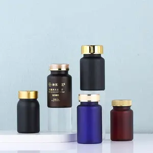 CUSTOM Matte Vitamin Jar Packaging Capsule Pet Bottle Of Empty Plastic Bottle For Capsule Pill Vitamin Bottles With Gold Lip