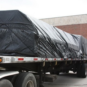Bâche en bois de 24' <span class=keywords><strong>x</strong></span> 27' super légère de 11 oz, chute de 8 pieds - Bâche de plateau de camion - Vinyle noir imperméable anti-déchirure - Product Image 3