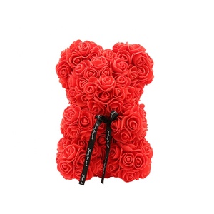25cm Cute PE Rose Bear Handmade Artificial Flower Bears Wedding Home Decorations Birthday Valentines Gift oso de rosa