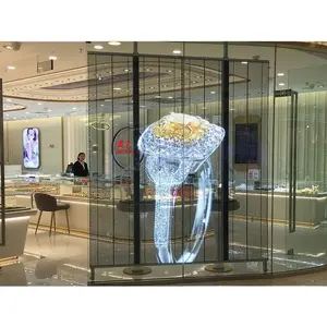 广告视频用发光二极管显示膜玻璃墙软窗面板高数字液晶窗帘3D室内透明屏