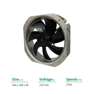 FULLTECH UF-250BMB23H1C2A 280x280x80 มม. 230VAC 50Hz 0.59A 119W 2550RPM 31m3/h พัดลมระบายความร้อนแบบแกนอินเวอร์เตอร์สำหรับตู้ - Product Image 2