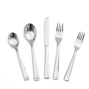 Silver Modern Inox Flatware Stainless Steel Metal Knife Fork Spoon Cutlery Flatware Sets