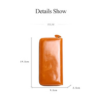Dompet Wanita Kulit Sapi Asli Model Clutch Panjang dengan Ritsleting, Dompet Koin Kulit Asli Tempat Kartu Kunci