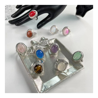 29 types de bagues en pierres précieuses, cristal de guérison, cabochon, bagues en argent plaqué, pierres pour hommes et femmes, bijoux de mode