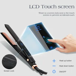 Prancha de cerâmica profissional lcd, tela de toque 450 graus, alisador de cabelo inteligente