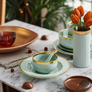 Sang Trọng Mộc Mạc Đồ Đá Phản Ứng Men Đặt Bữa Ăn Tối Thiết Kế Cổ Điển Xách Tay Nhà Hàng Bộ Đồ Ăn Giá Tốt Nhất Gốm Đám Cưới Đảng - Product Image 5