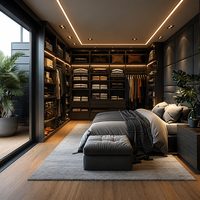 Ensemble de meubles de chambre à coucher de luxe pour chambre principale et hôtel avec armoire, commode, rangement, lit king size, design moderne