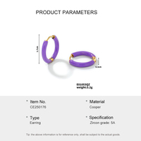 ACME-Pendientes de Aro de Cobre Latón con Incrustaciones de Circón Colorido, Esmalte Multicolor Pequeño para Mujer, Joyería de Moda