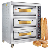 Four à gaz commercial 3 niveaux pour boulangerie, machine automatique de cuisson de biscuits, pizzas et pains, 60 pièces/min, avec affichage haute fréquence