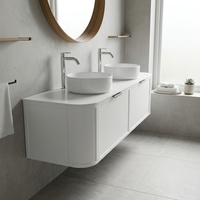 Mueble de Baño Australiano Personalizado para Montar en la Pared, con Cajones de Madera Contrachapada Blanca Mate y Compartimentos de Almacenamiento para Proyectos Hoteleros