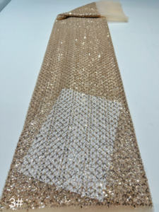 ロングビーズチューブニットゴールドスパンコール刺繍バブルビーズメッシュレース生地アフリカレースウェディングドレスアクセサリー100% - Product Image 3