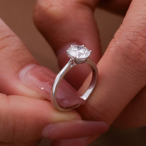 แหวนเพชรพลอยสังเคราะห์ ดีไซน์ 6 ก้าน แบบกำหนดเอง ทองคำขาว 18K 14K 10K สำหรับผู้หญิง งานแต่งงาน งานหมั้น งานปาร์ตี้ วันครบรอบ ทันสมัย - Product Image 2