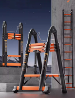 Échelle extensible pliante en alliage d'aluminium de type A de 3,3 m + 3,3 m pour usage domestique et professionnel
