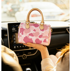 Bolso de Mano Mini Boston con Estampado de Camuflaje en PU para Mujer, Bolso Bandolera Portátil - Product Image 1