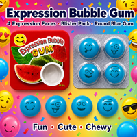 Chewing-gum bulle expressif pour enfants, 4 visages assortis, saveur fruitée, en boîte, friandises fantaisie pour fêtes, confiserie en gros