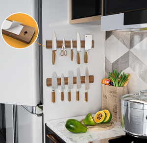 <span class=keywords><strong>Porte</strong></span>-<span class=keywords><strong>couteau</strong></span> magnétique en bois massif fait à la main pour mur - Product Image 6