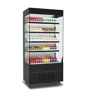 ตู้เย็นแบบเปิดโล่งตู้แช่อาหารผลไม้และผักแช่เย็นตู้โชว์ LED ตู้แช่แข็งอาหารสด