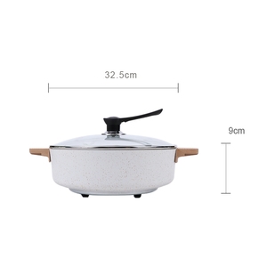 The Rock Meilleur <span class=keywords><strong>Wok</strong></span> à utiliser sur une cuisinière électrique Aluminium Blanc OEM HOT Pot Verre trempé Rond PF Ménage Stamping Lazy Noodle Pot - Product Image 1