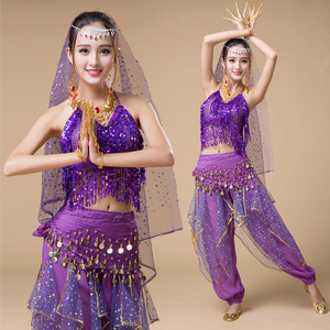 Jh025 Adulto <span class=keywords><strong>Sexy</strong></span> Árabe Traje <span class=keywords><strong>de</strong></span> Danza del Vientre Mujeres Trajes <span class=keywords><strong>de</strong></span> Danza del Vientre Indio 5PCS Vestido para Vestido <span class=keywords><strong>de</strong></span> Actuación - Product Image 2