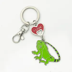 Travelpro Customized Lizard Gecko Animal Metal Key Chain Heart-shaped Love Keyrings As Tourist Souvenirs Keyring Accessories