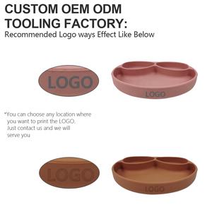 Bol double en Silicone avec aspiration, produit de qualité alimentaire pour tout-petits, couleur et Logo personnalisés, <span class=keywords><strong>vaisselle</strong></span> de table, assiette d'alimentation, 1 pièce - Product Image 2